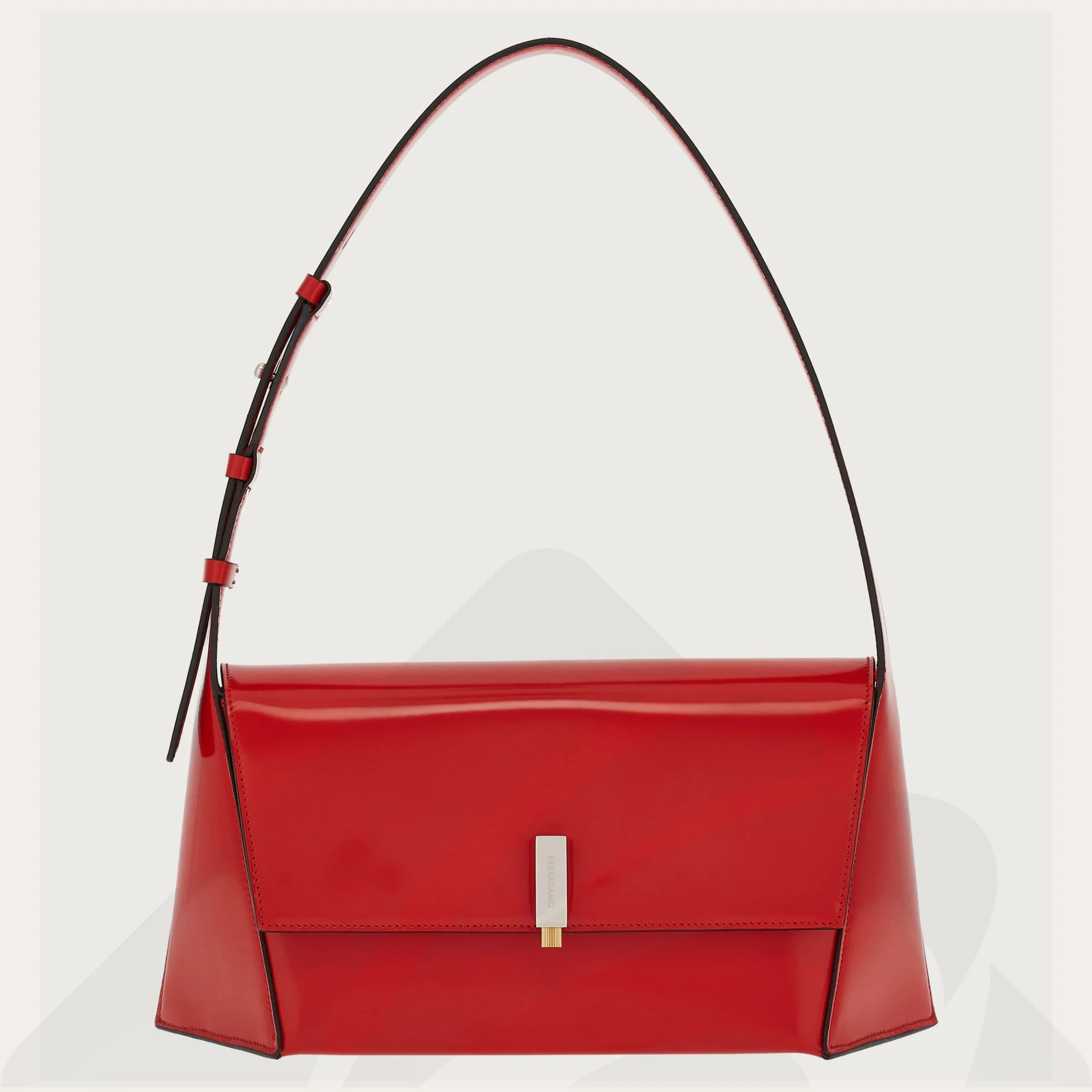 フェラガモ ジオメトリック ショルダーバッグ(S)  素材:カーフ 色:フレイムレッド