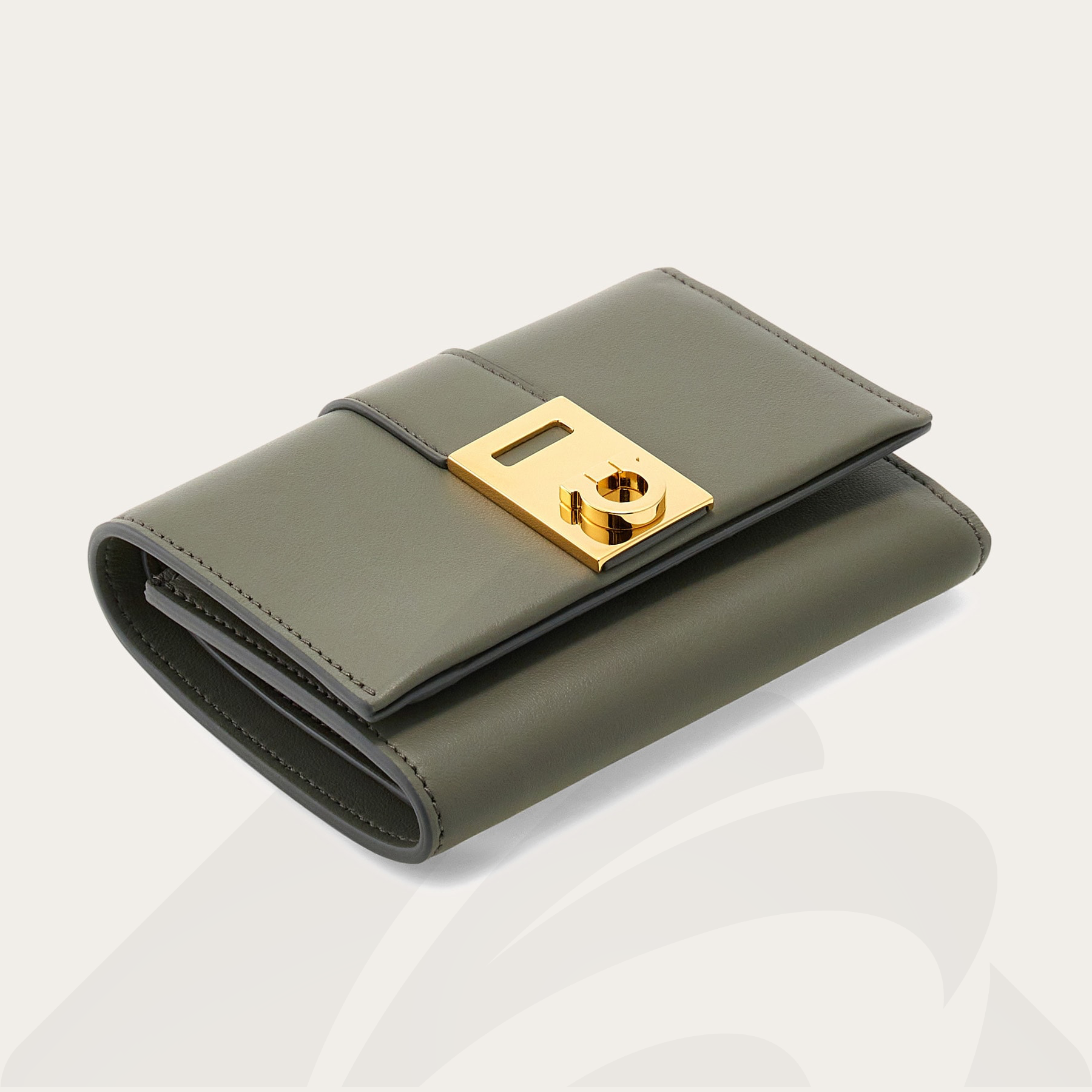 フェラガモ Hug コンパクトウォレット  素材:カーフ 色:ダークグレー