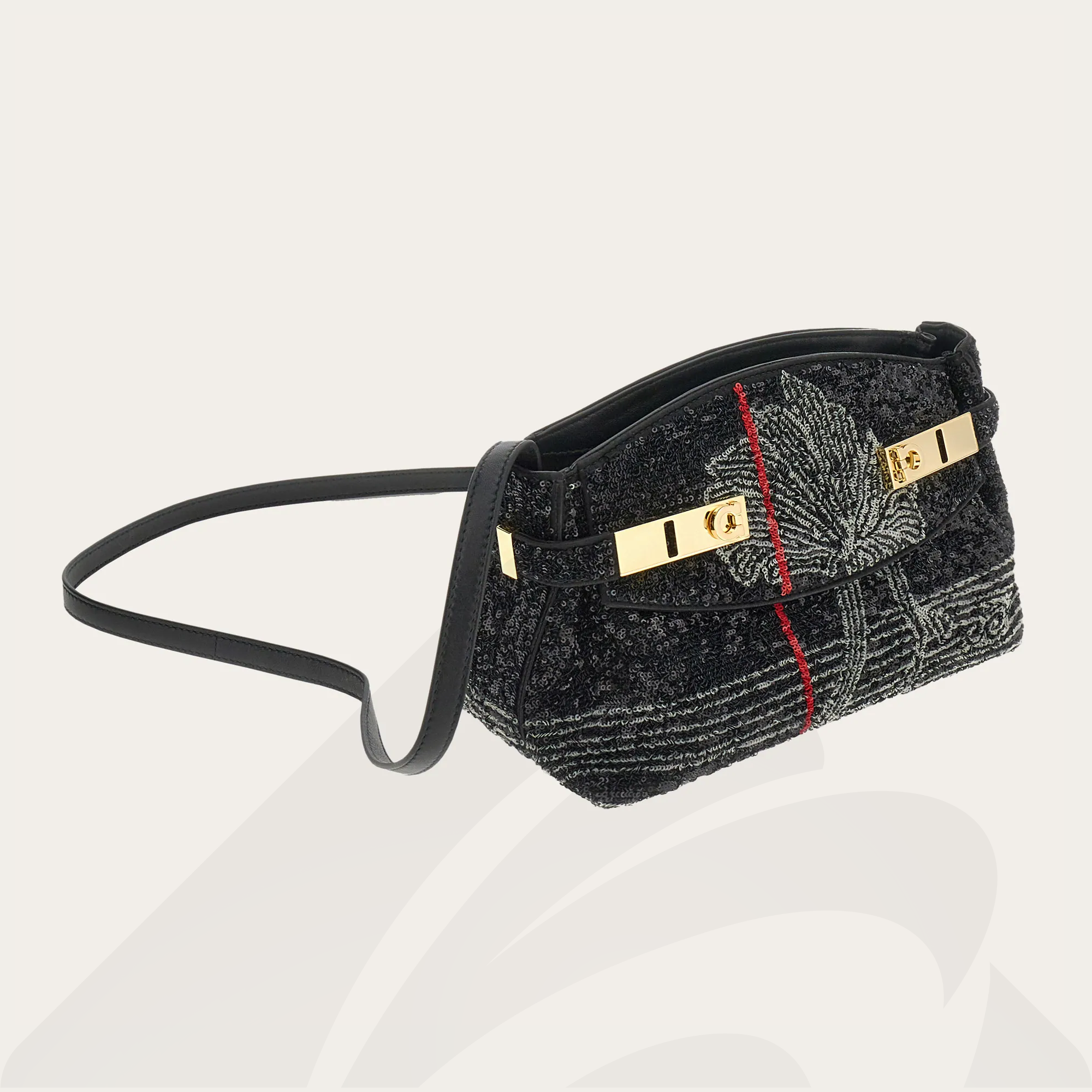 フェラガモ Hug ソフト クリスタル クロスボディバッグ (XS)  素材:ファブリック/カーフ 色:マルチ