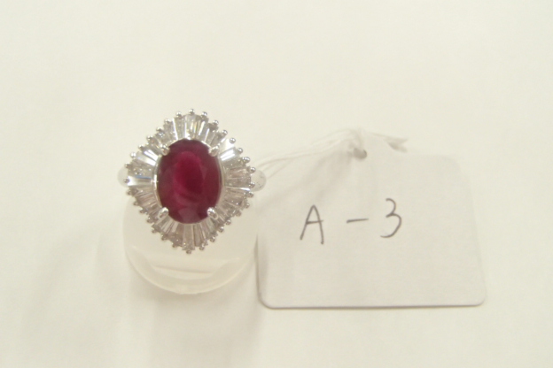 Pt900　ルビー2.23ct　ダイヤ1.01ctリング