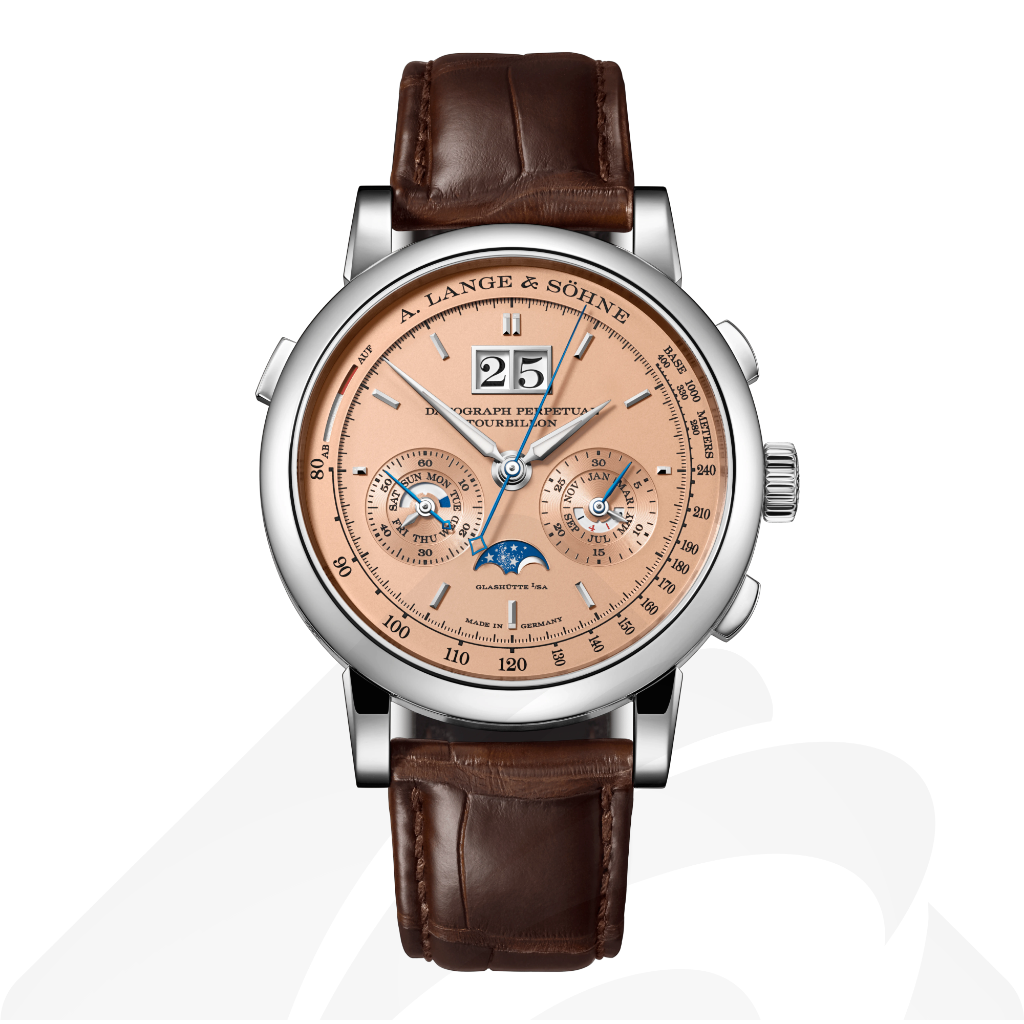 A.ランゲ&ゾーネ ダトグラフ･パーペチュアル･トゥールビヨン  素材:18Kホワイトゴールド 色:18Kピンクゴールド