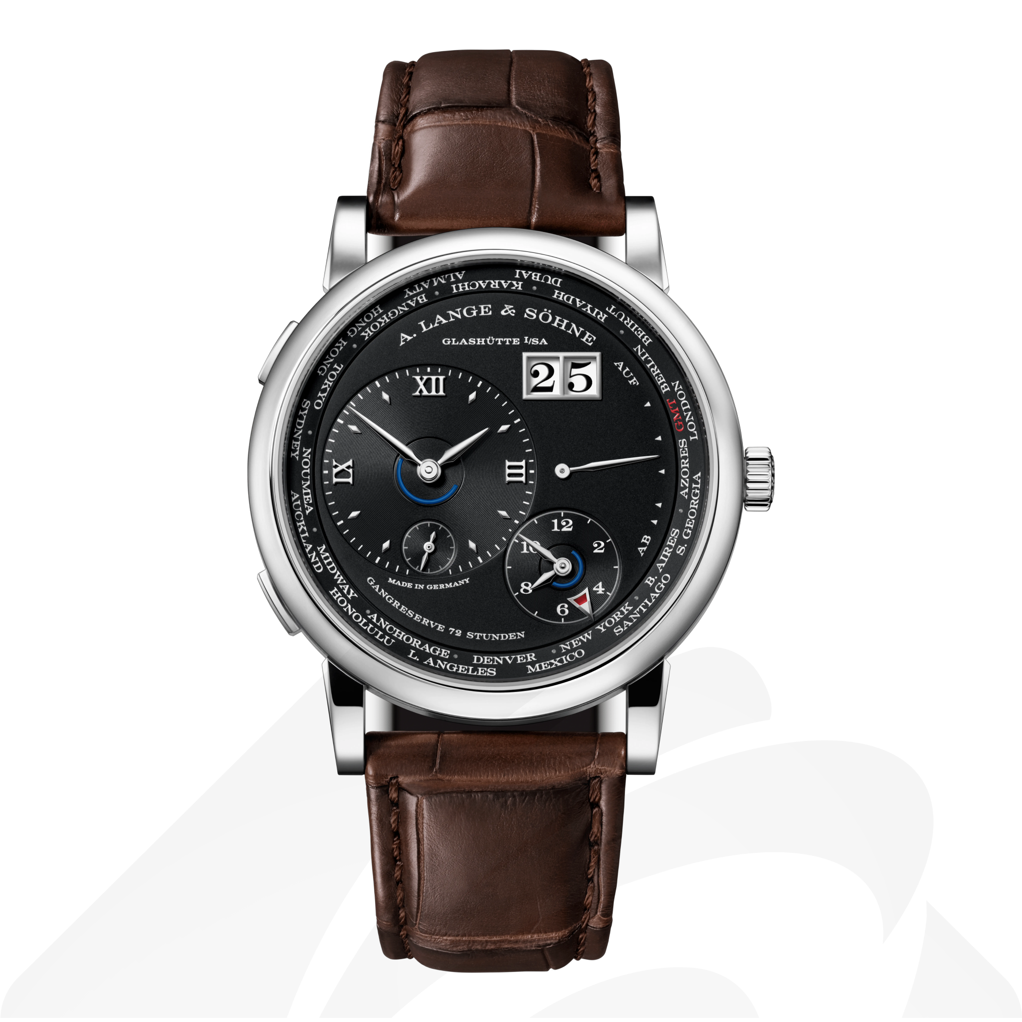 A.ランゲ&ゾーネ ランゲ1･タイムゾーン  素材:18Kホワイトゴールド 色:ブラック