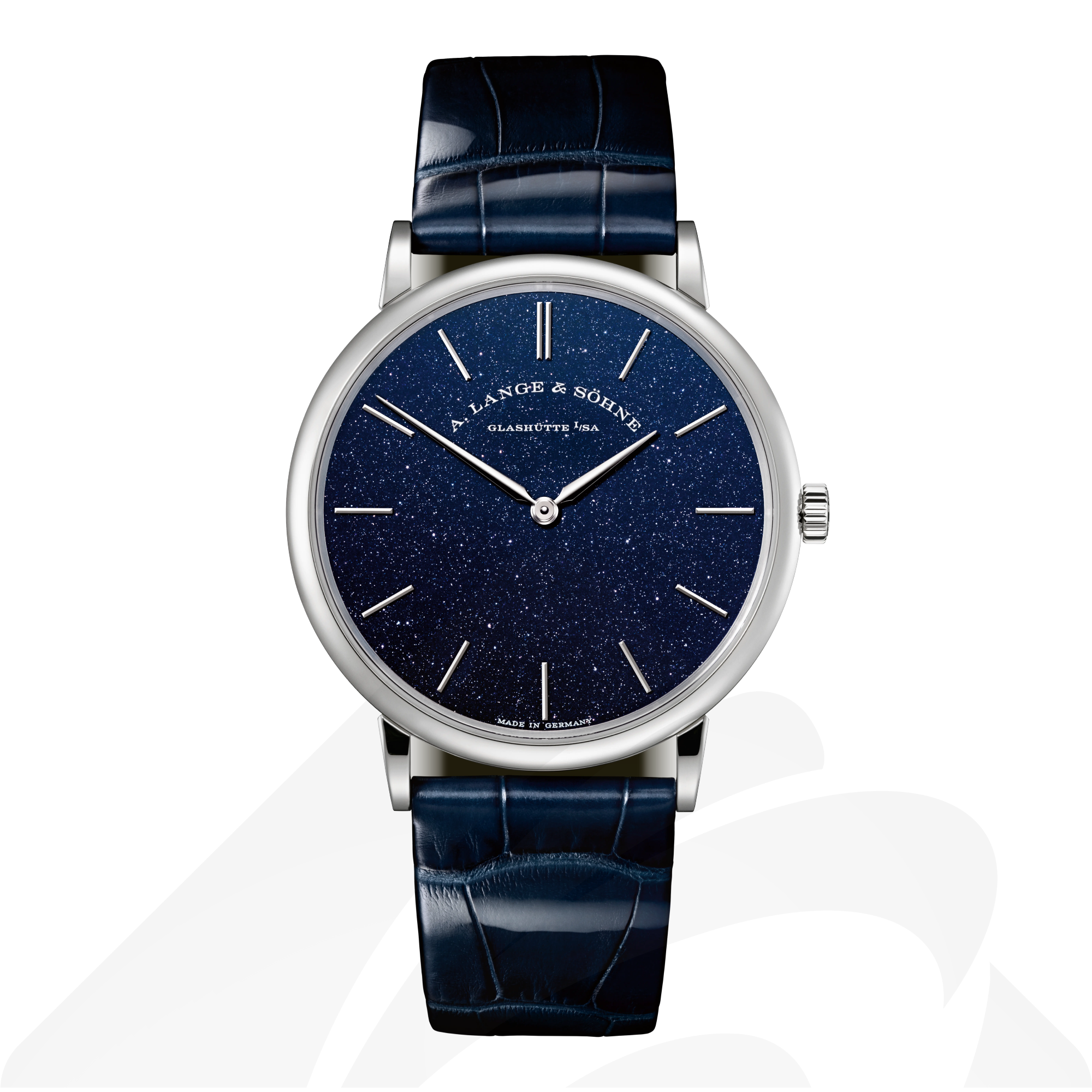 A.ランゲ&ゾーネ サクソニア・フラッハ  素材:18Kホワイトゴールド 色:ブルー