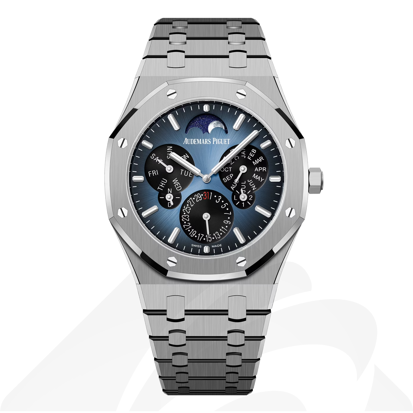 オーデマ ピゲ ロイヤル オーク パーペチュアルカレンダー ウルトラ シン 素材:Titanium 色:スモークブルー