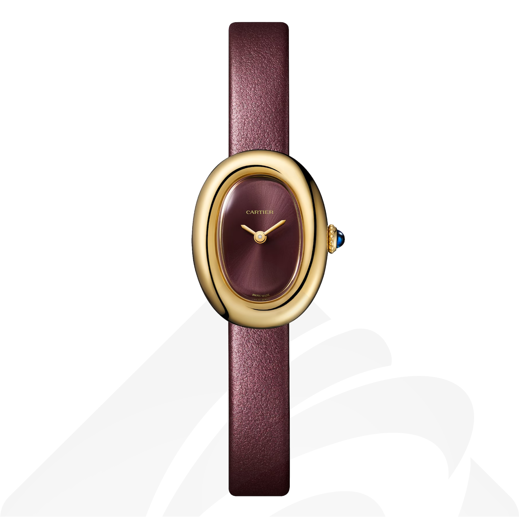 カルティエ Baignoire watch  素材:イエローゴールド 色:プルーンカラーラッカー