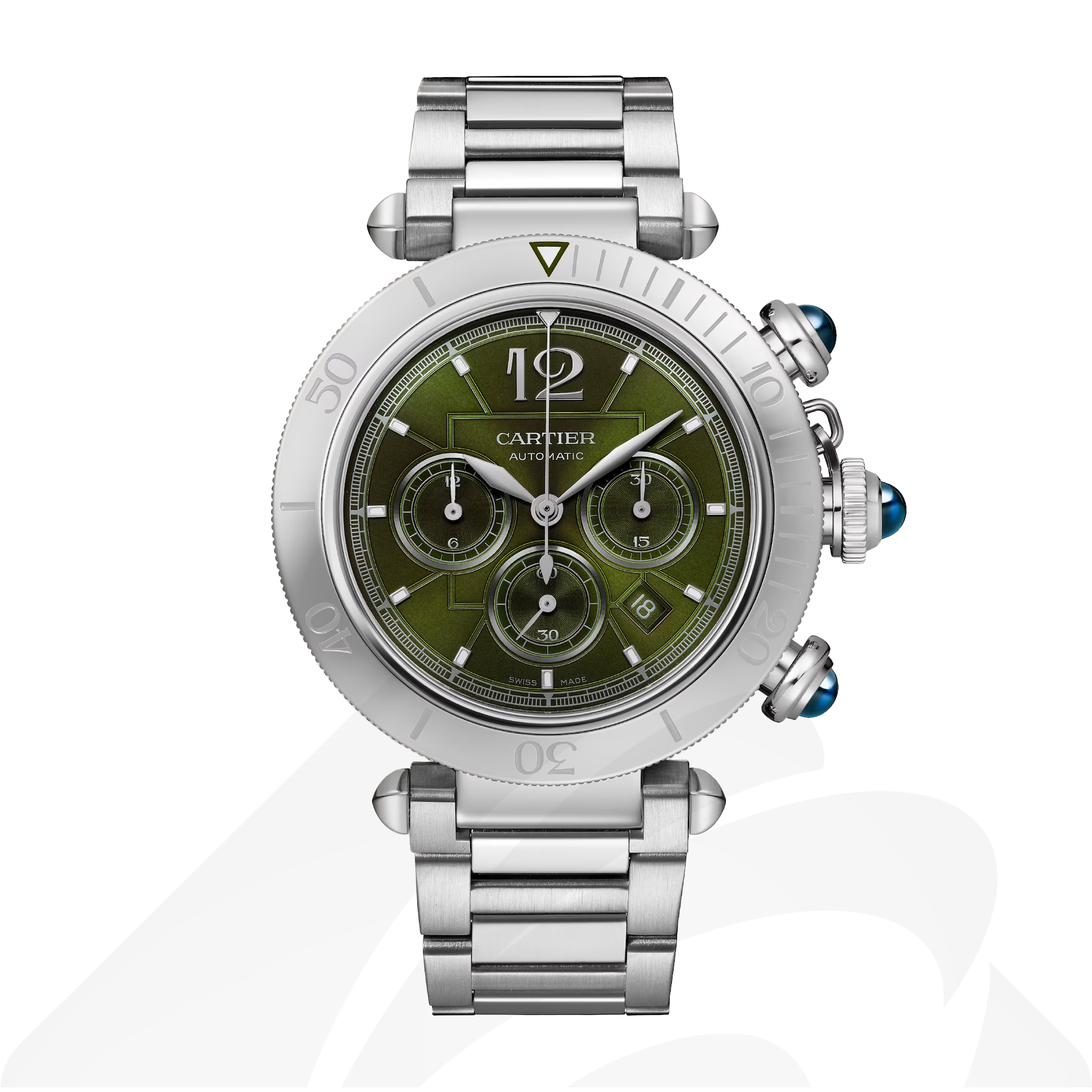 カルティエ Pasha de Cartier watch  素材:スティール 色:オリーブグリーン