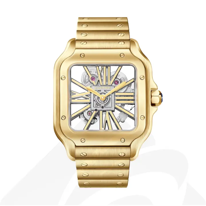 カルティエ Santos de Cartier watch  素材:イエローゴールド 色:スケルトン