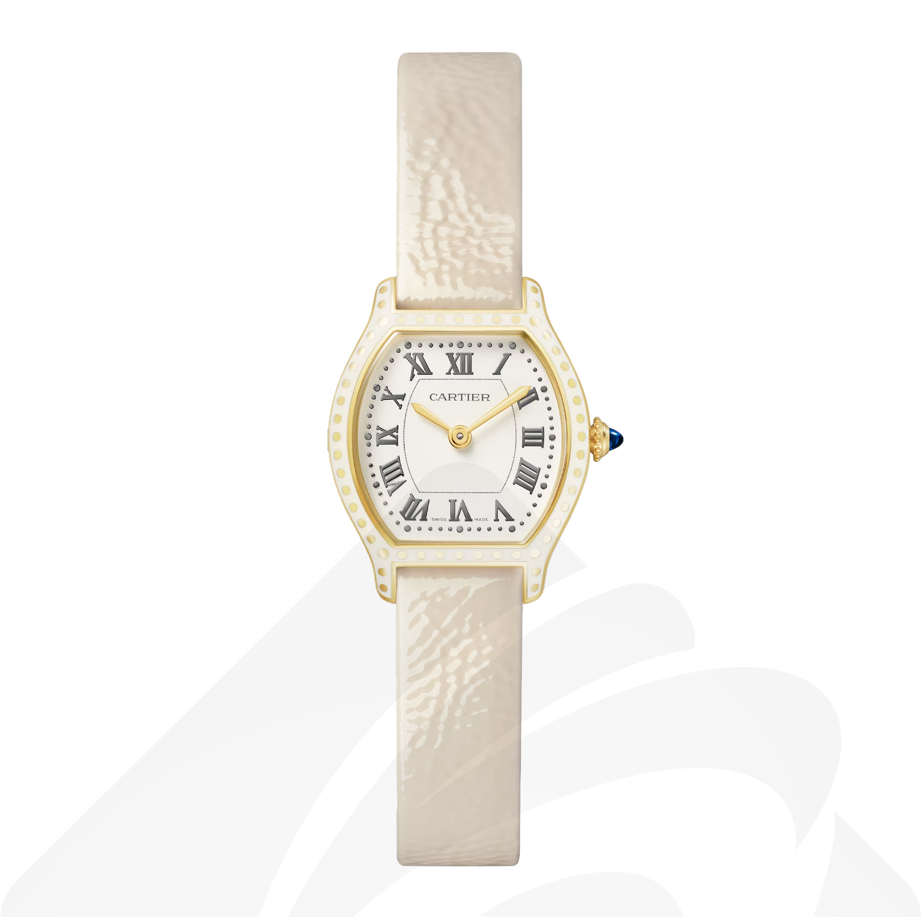 カルティエ Tortue watch  素材:イエローゴールド 色:ホワイトオパライン