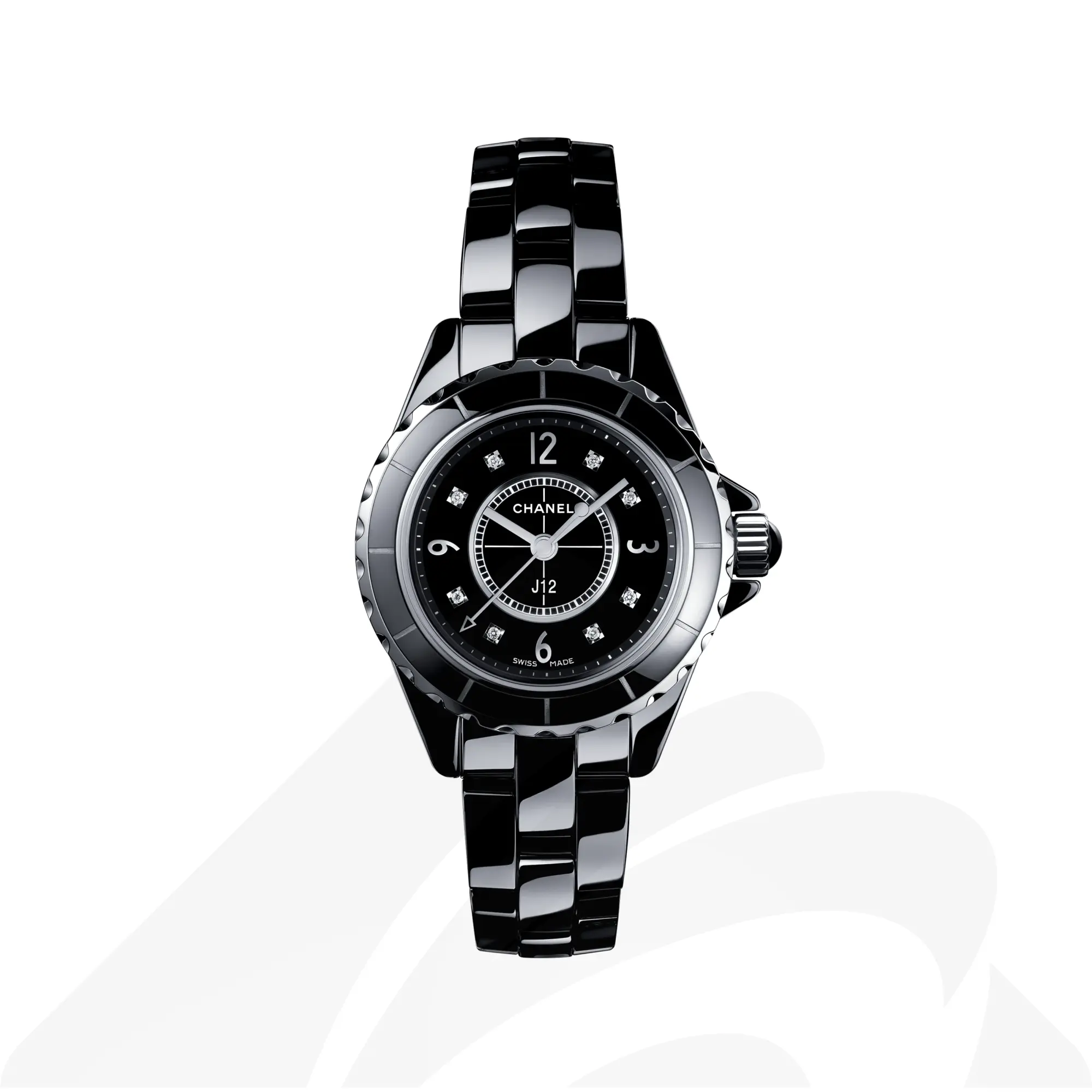 シャネル J12, 29mm  素材:高耐性ブラック セラミック、ステンレススティール 色:ブラック