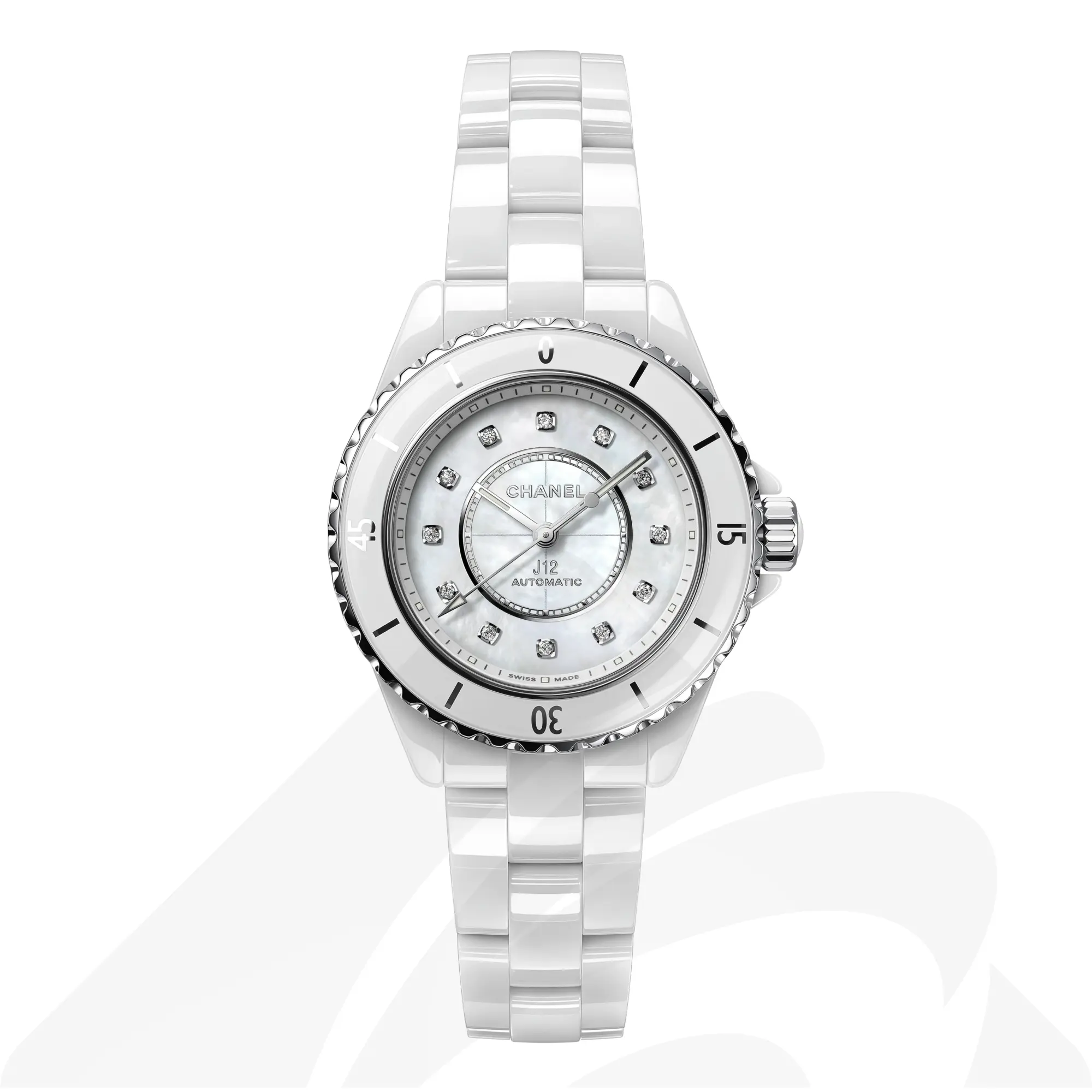 シャネル J12 キャリバー 12.2, 33mm 素材:高耐性ホワイト セラミック、ステンレススティール 色:1