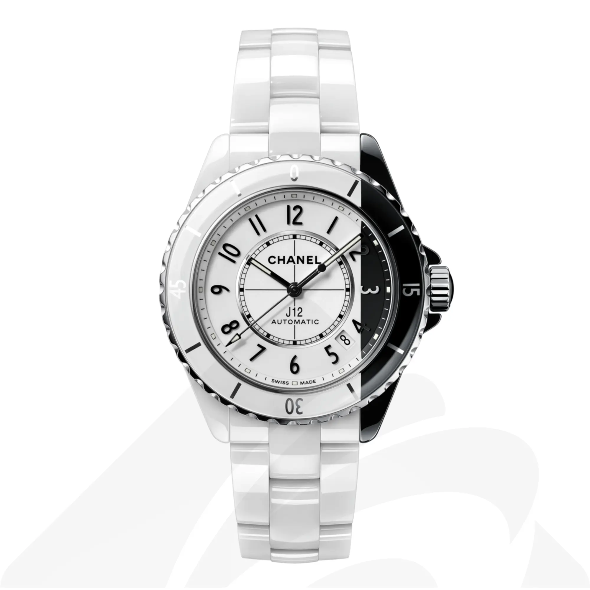 シャネル J12 パラドックス キャリバー12.1, 38mm 素材:高耐性ホワイト&ブラック セラミック、ステンレススティール 色:ホワイト&ブラック