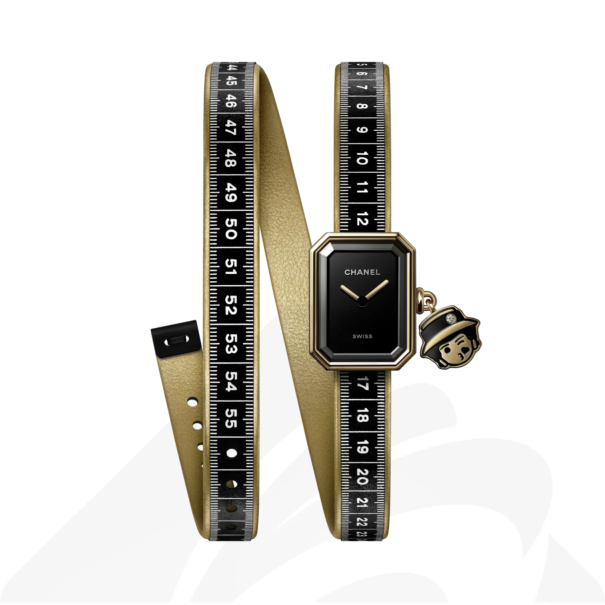 シャネル プルミエール リボン クチュール 素材:18Kイエローゴールドとブラック ラッカーのチャームにブリリアントカット ダイヤモンド1個(約0.01カラット) 色:ブラック