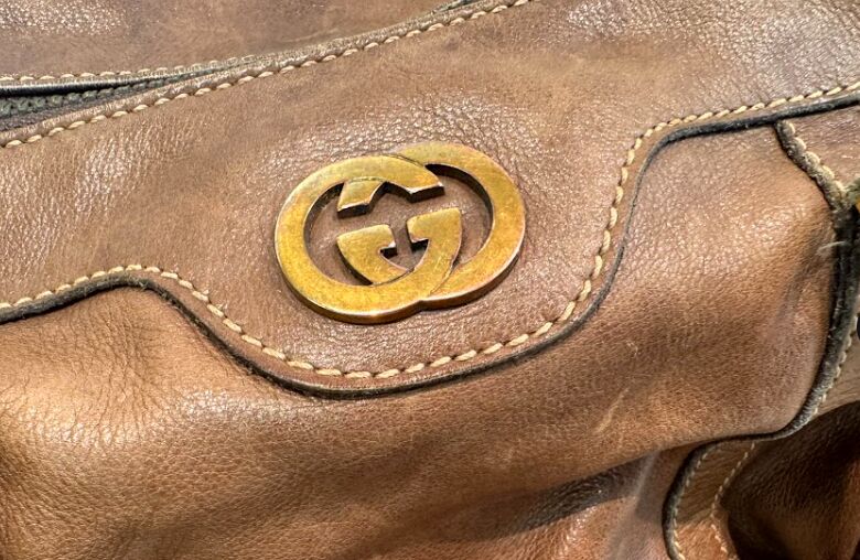 オールドGUCCI ボストンバック レザー GGロゴ ブラウン