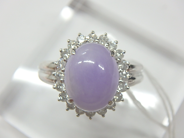 Pt900 リング 総重量9.1g ヒスイ4.51ct ダイヤ0.43ct
