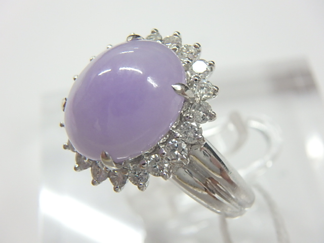 Pt900 リング 総重量9.1g ヒスイ4.51ct ダイヤ0.43ct