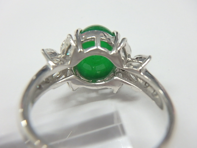 宝飾 ヒスイ指輪/Pt900 6.8g 3.81ct 0.66ct