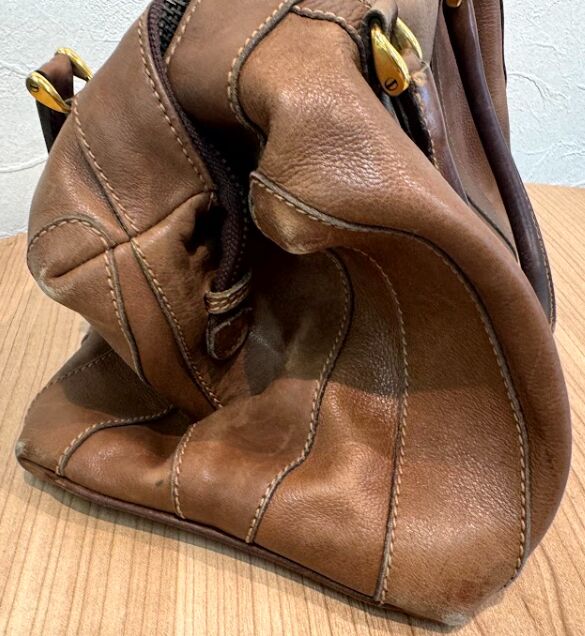 オールドGUCCI ボストンバック レザー GGロゴ ブラウン