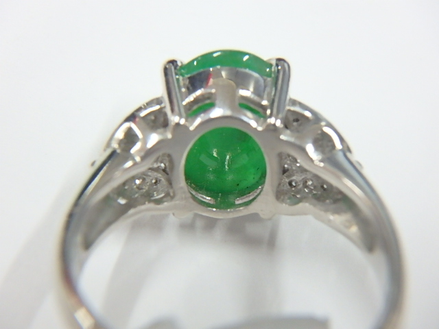 pt900 ヒスイ リング 8.2g ヒスイ4.85ct メレダイヤ0.25ct
