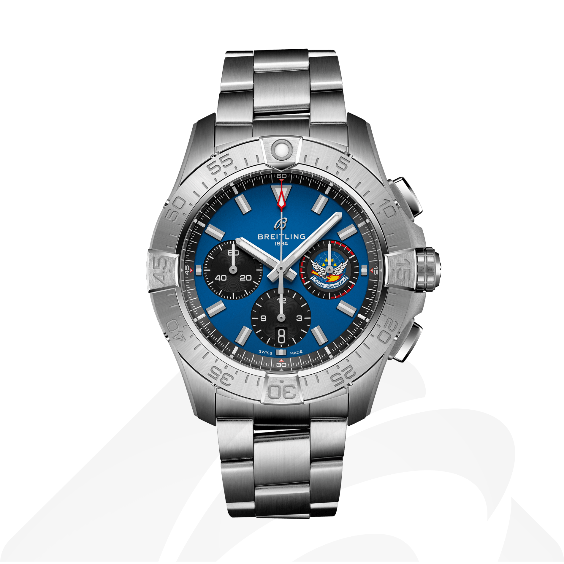 ブライトリング アベンジャー B01 クロノグラフ 44 ブルー インパルス  素材:ステンレススチール 色:ブルー