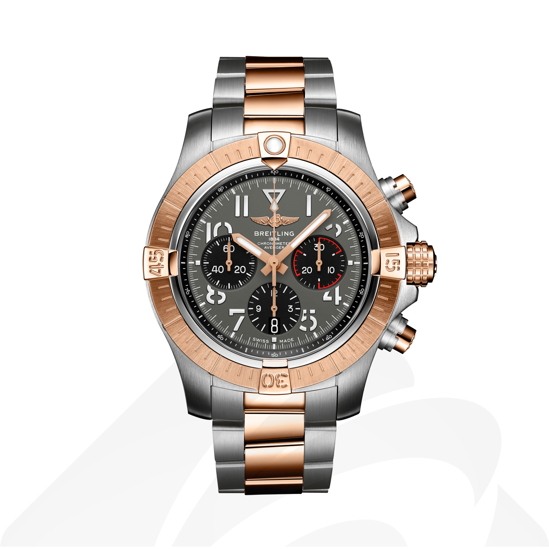 ブライトリング アベンジャー B01 クロノグラフ 45  素材:ステンレススチール & 18Kレッドゴールド 色:アンスラサイト