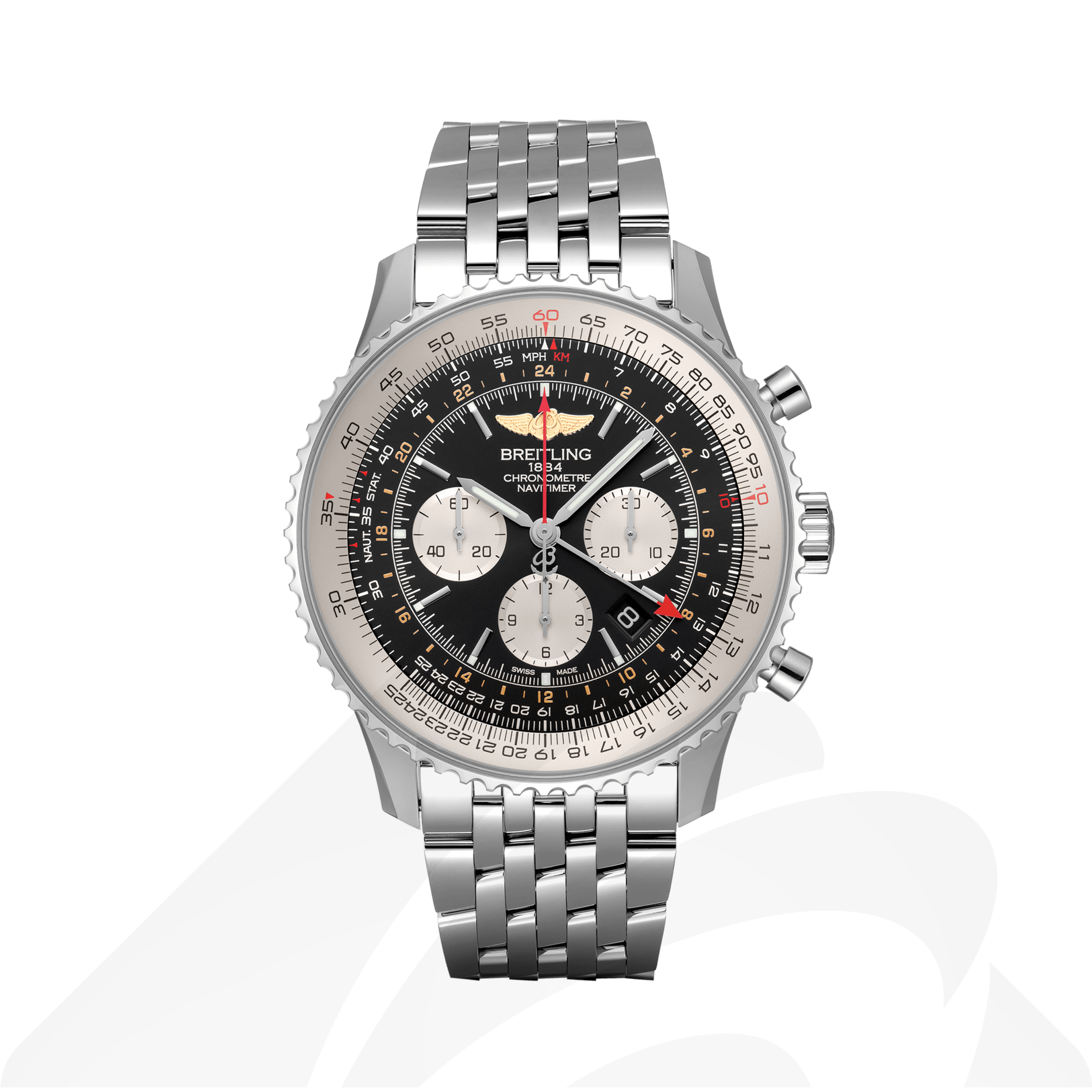 ブライトリング ナビタイマー B04 クロノグラフ GMT 48  素材:ステンレススチール 色:ブラック