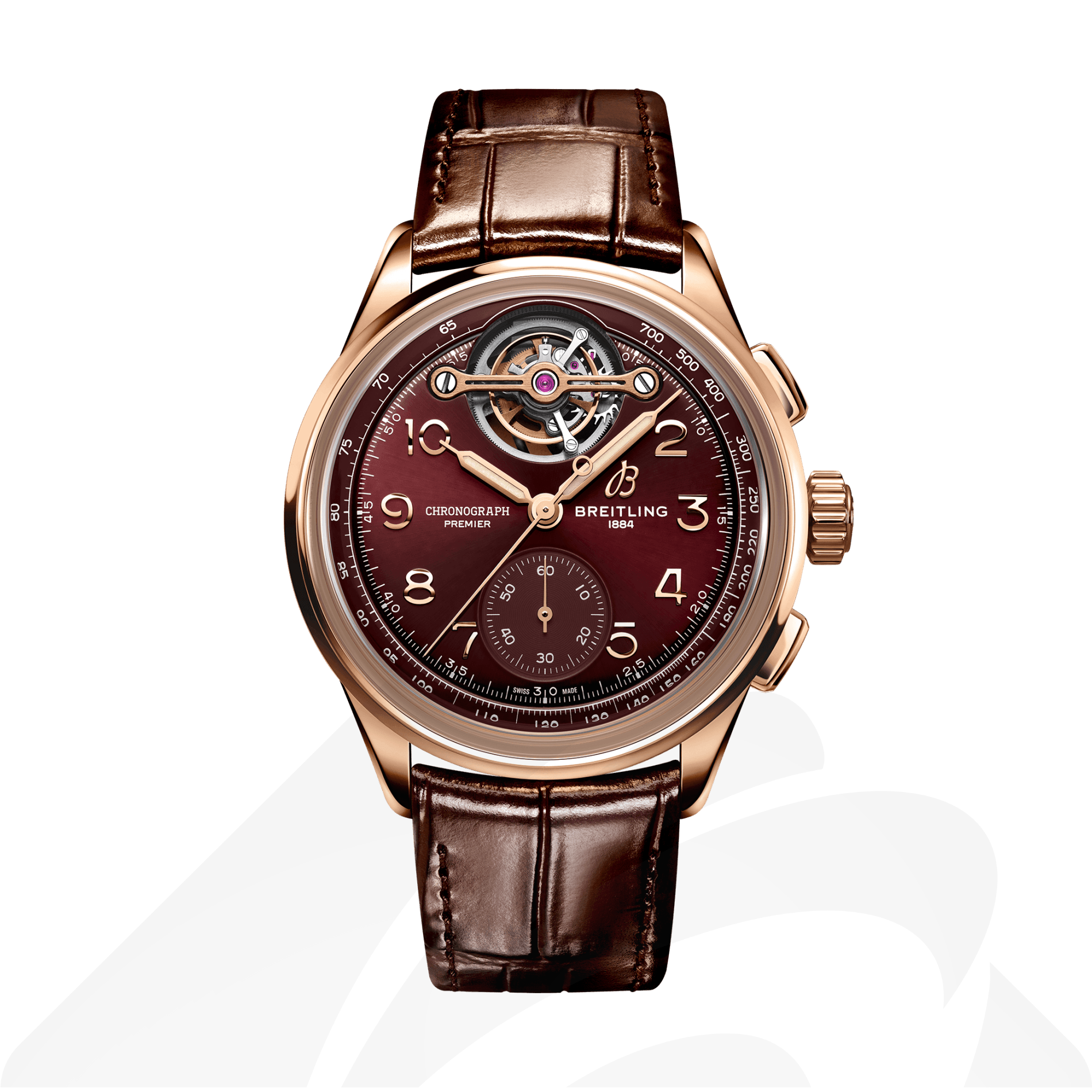 ブライトリング プレミエ B21 クロノグラフ トゥールビヨン 42 ジャパン リミテッド  素材:18Kレッドゴールド 色:エンジ