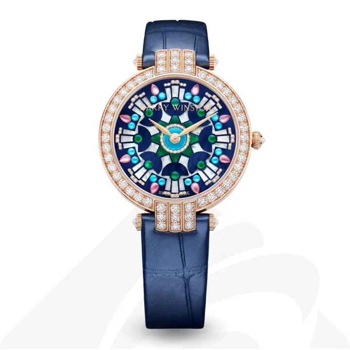 ハリーウィンストン Harry Winston Premier Kaleidoscope Automatic 36mm  素材:18Kローズゴールド 色:ネイビー