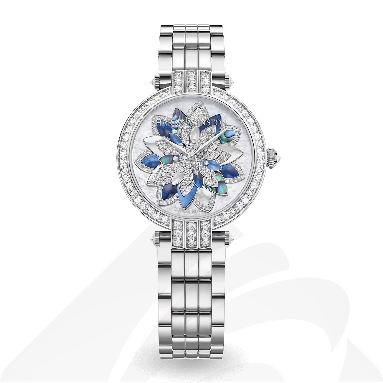 ハリーウィンストン Harry Winston Premier Lotus Automatic 31mm  素材:18Kホワイトゴールド 色:ブルー