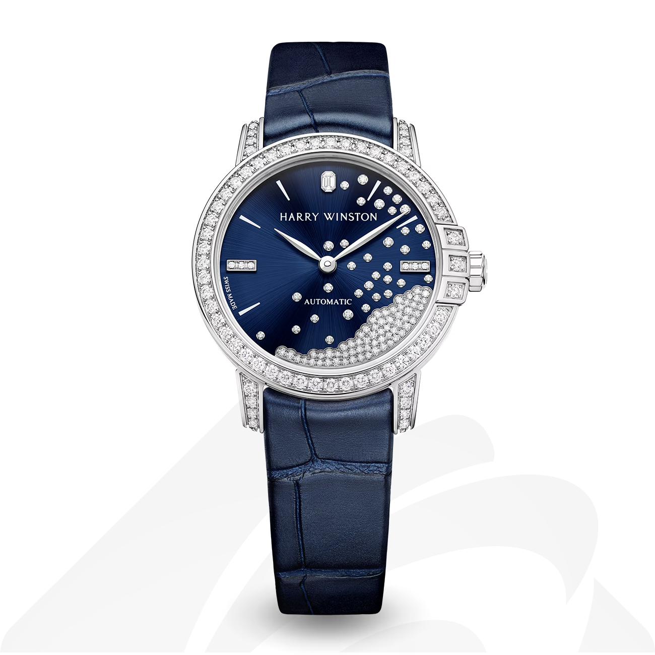 ハリーウィンストン Midnight Diamond Drops Automatic 29mm 素材:18Kローズゴールド 色:ブルー