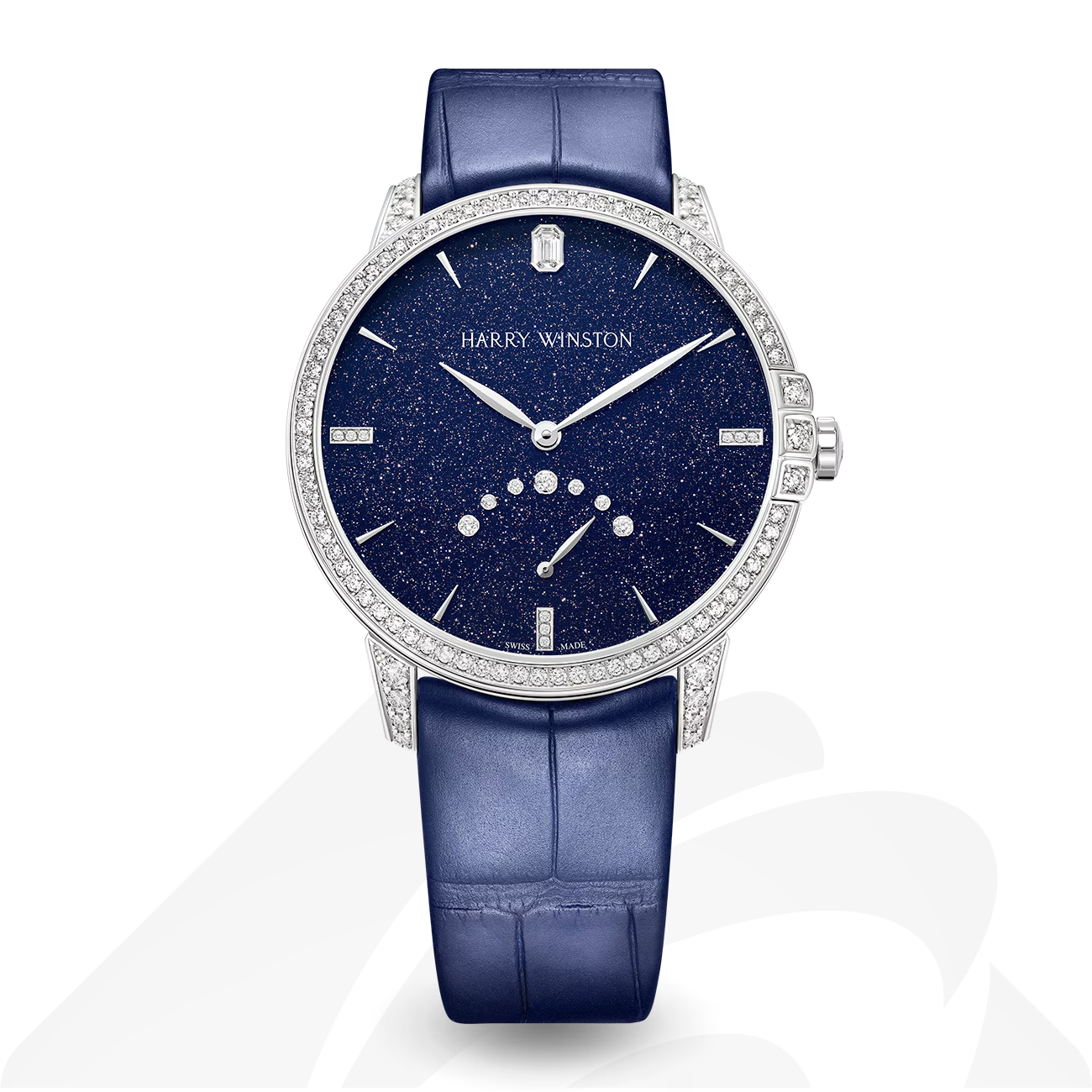 ハリーウィンストン Midnight Retrograde Second Automatic 39mm 素材:18Kホワイトゴールド 色:ブルー