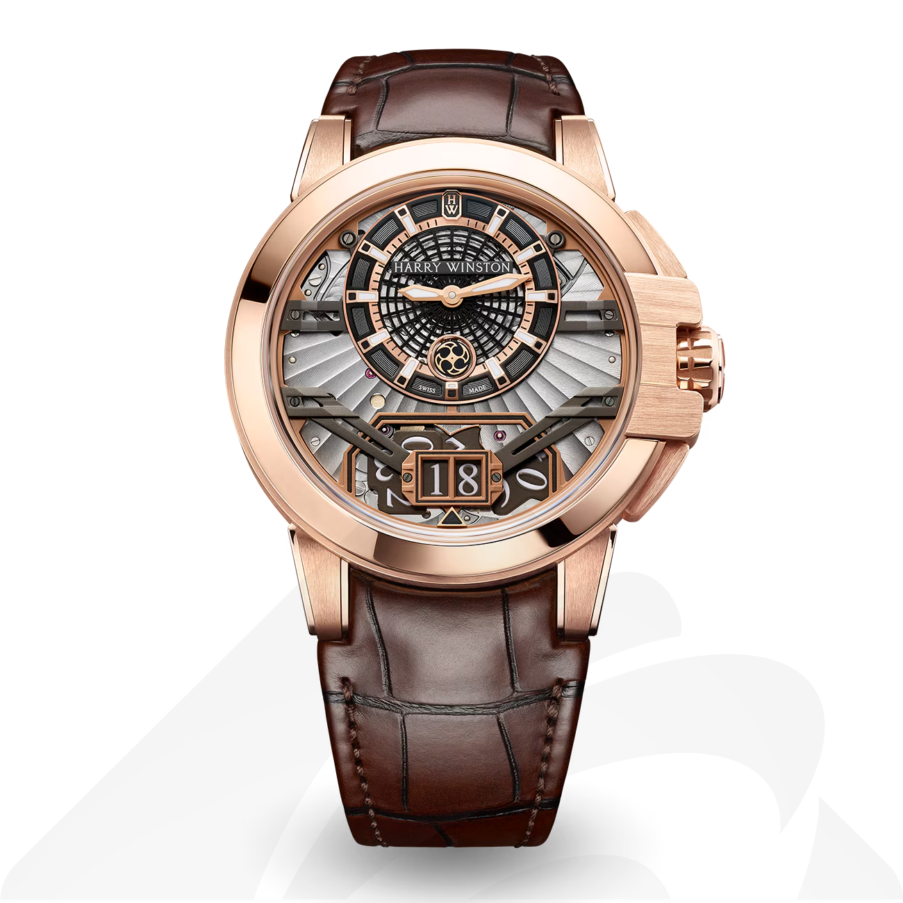 ハリーウィンストン Ocean Big Date Automatic 42mm 素材:18Kローズゴールド 色:ブラック