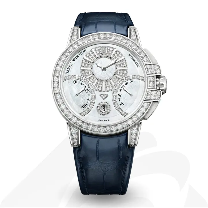 ハリーウィンストン Ocean Biretrograde Automatic 42mm  素材:18Kホワイトゴールド 色:ホワイト