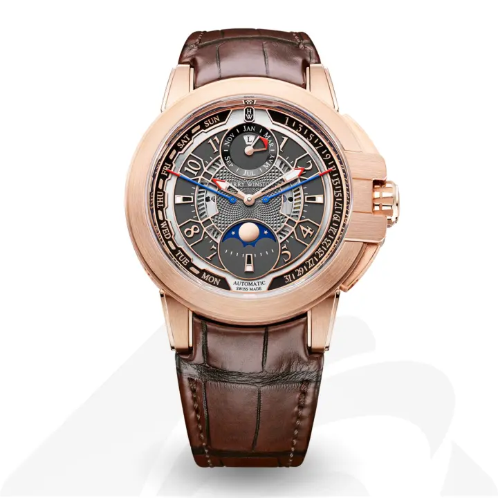 ハリーウィンストン Ocean Biretrograde Perpetual Calendar Automatic 42mm  素材:18Kローズゴールド 色:ダークグレー