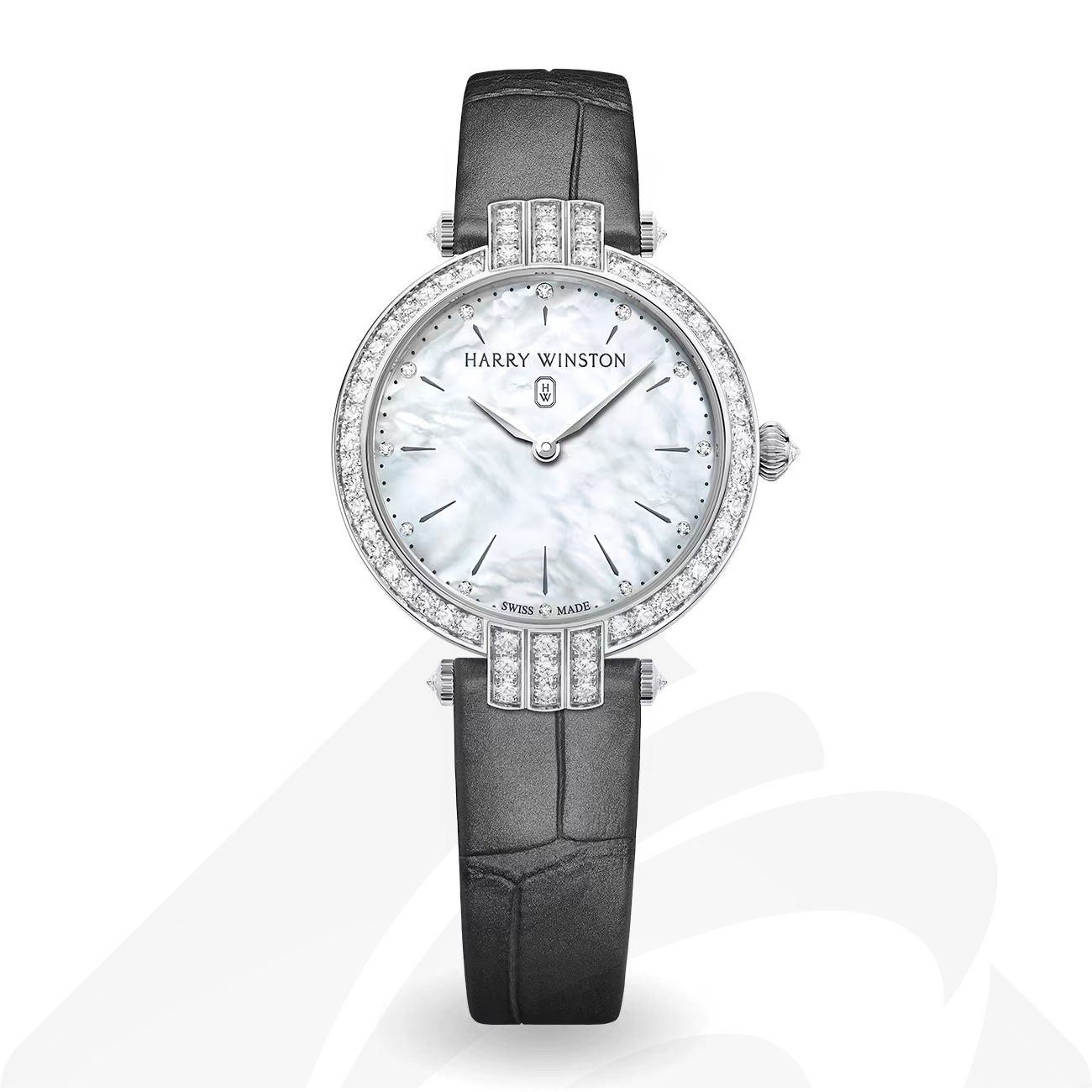 ハリーウィンストン Premier 31mm 素材:18Kホワイトゴールド 色:ホワイト×ネイビー