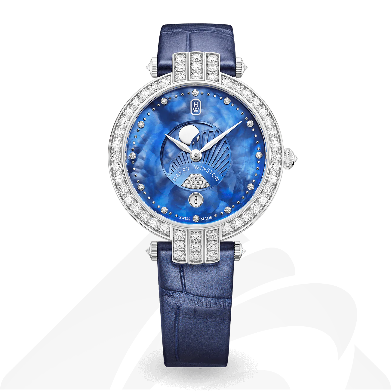 ハリーウィンストン Premier Moon Phase 36mm 素材:18Kホワイトゴールド 色:ブルー
