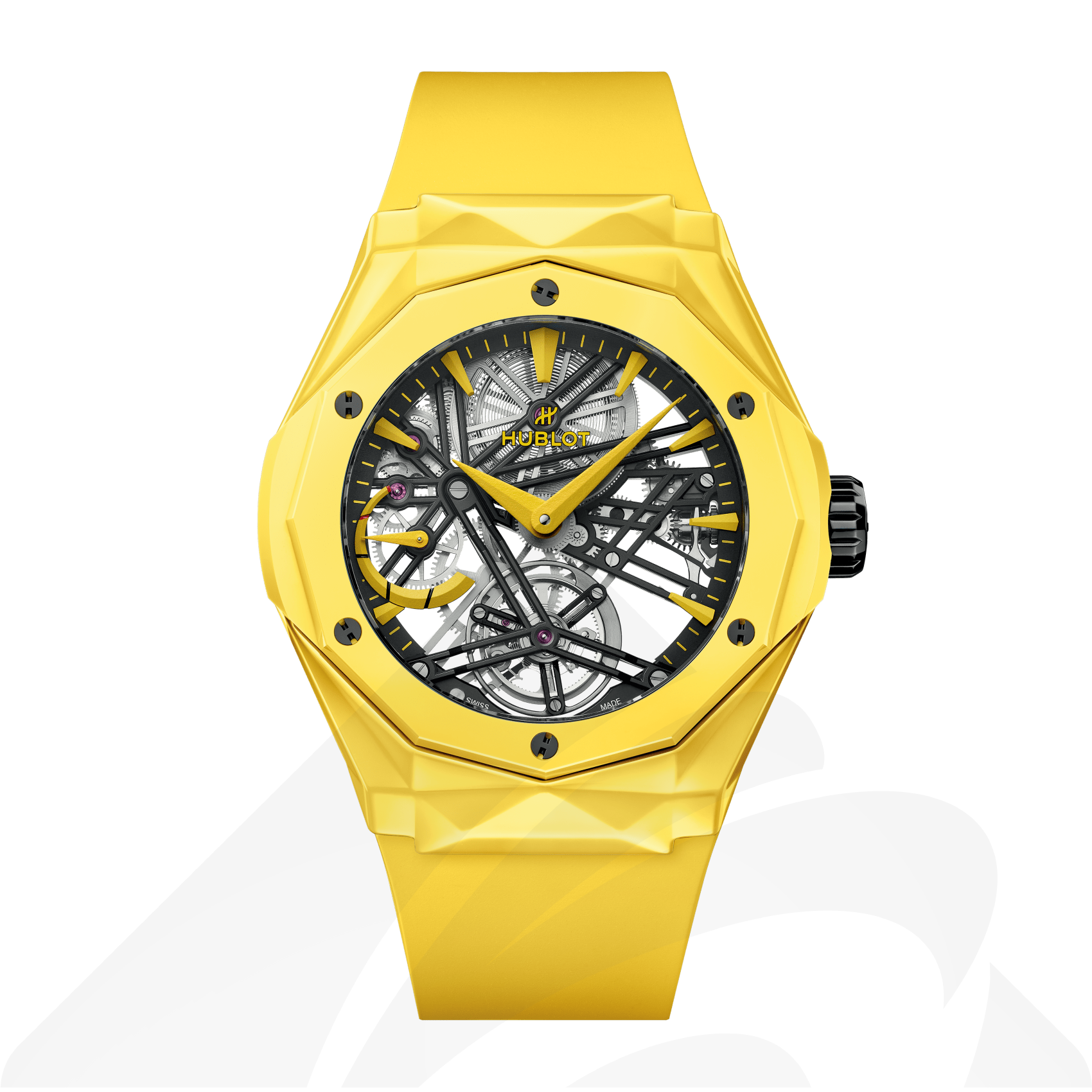 ウブロ トゥールビヨン オーリンスキー イエローマジック  素材:イエローセラミック 色:マットブラック