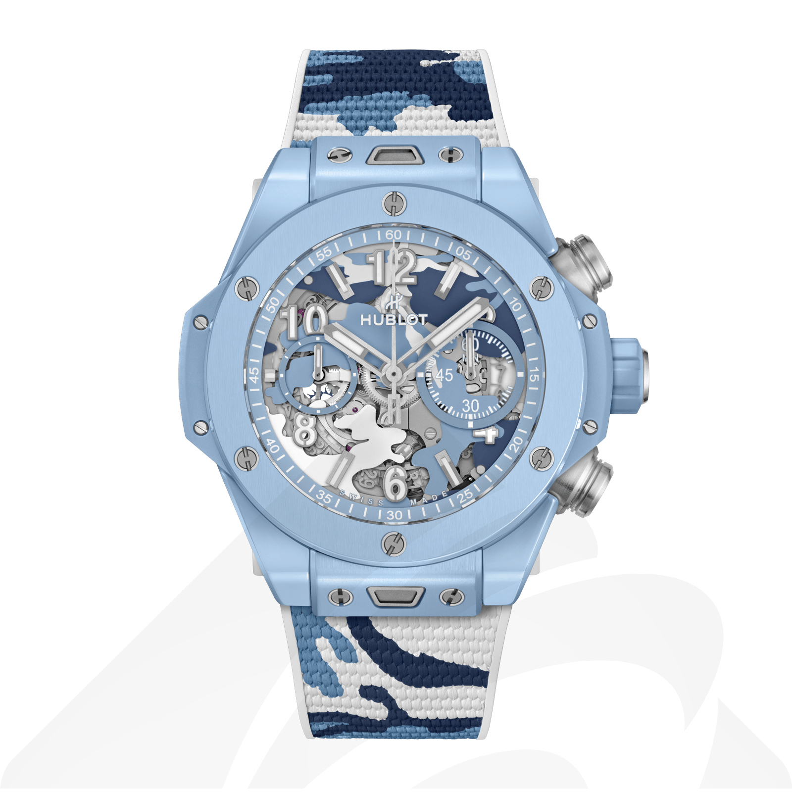 ウブロ ウニコ スカイブルーカモ  素材:ブルーセラミック 色:サファイアクリスタル