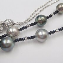 パール ネックレス 黒パール K18 (エックス線75%) 約29.1g 丸玉6.8mm