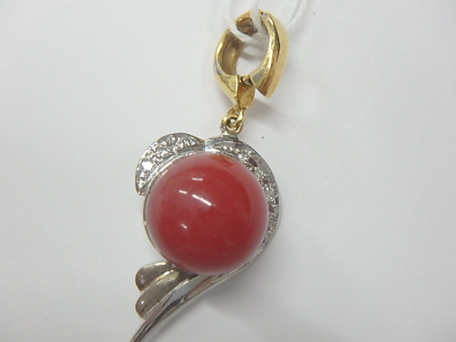 K18WG 赤珊瑚 5.9g 9.62mm 0.067ct