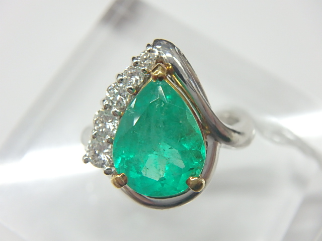 Pt900 K18 コンビ2.35ct エメラルドリング