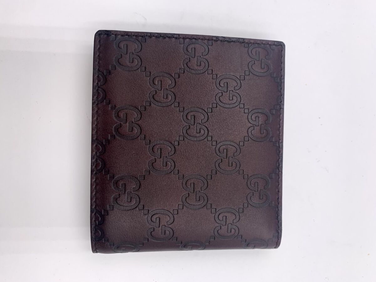 Gucci 財布 札入れ グッチシマ 二つ折り レザー ダークブラウン