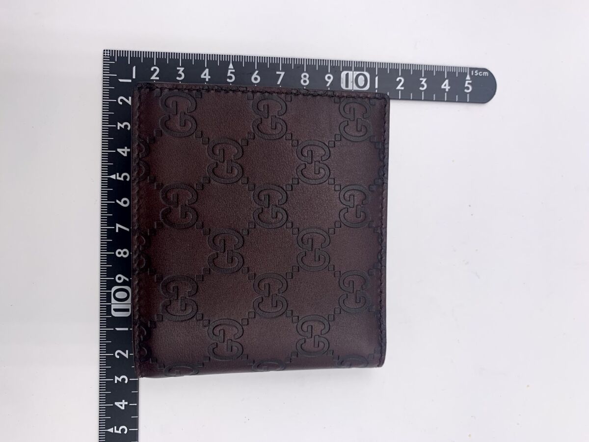 Gucci 財布 札入れ グッチシマ 二つ折り レザー ダークブラウン