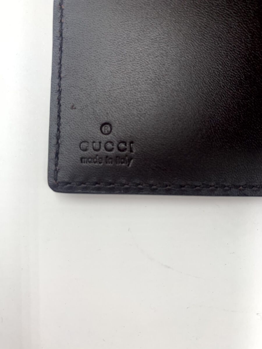 Gucci 財布 札入れ グッチシマ 二つ折り レザー ダークブラウン