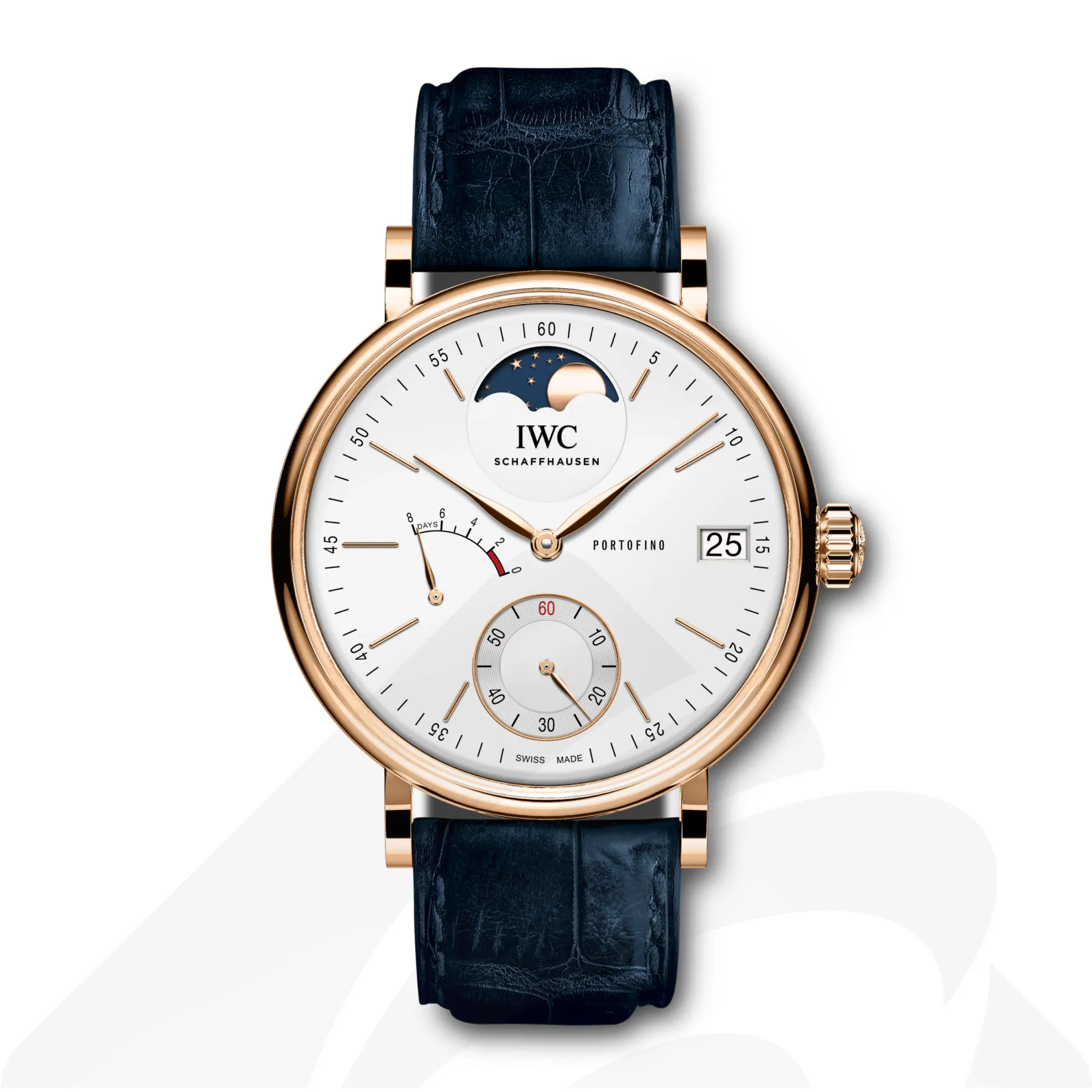 インターナショナル・ウォッチ・カンパニー ポートフィノ・ハンドワインド・ムーンフェイズ  素材:18Kレッドゴールド 色:シルバーメッキ