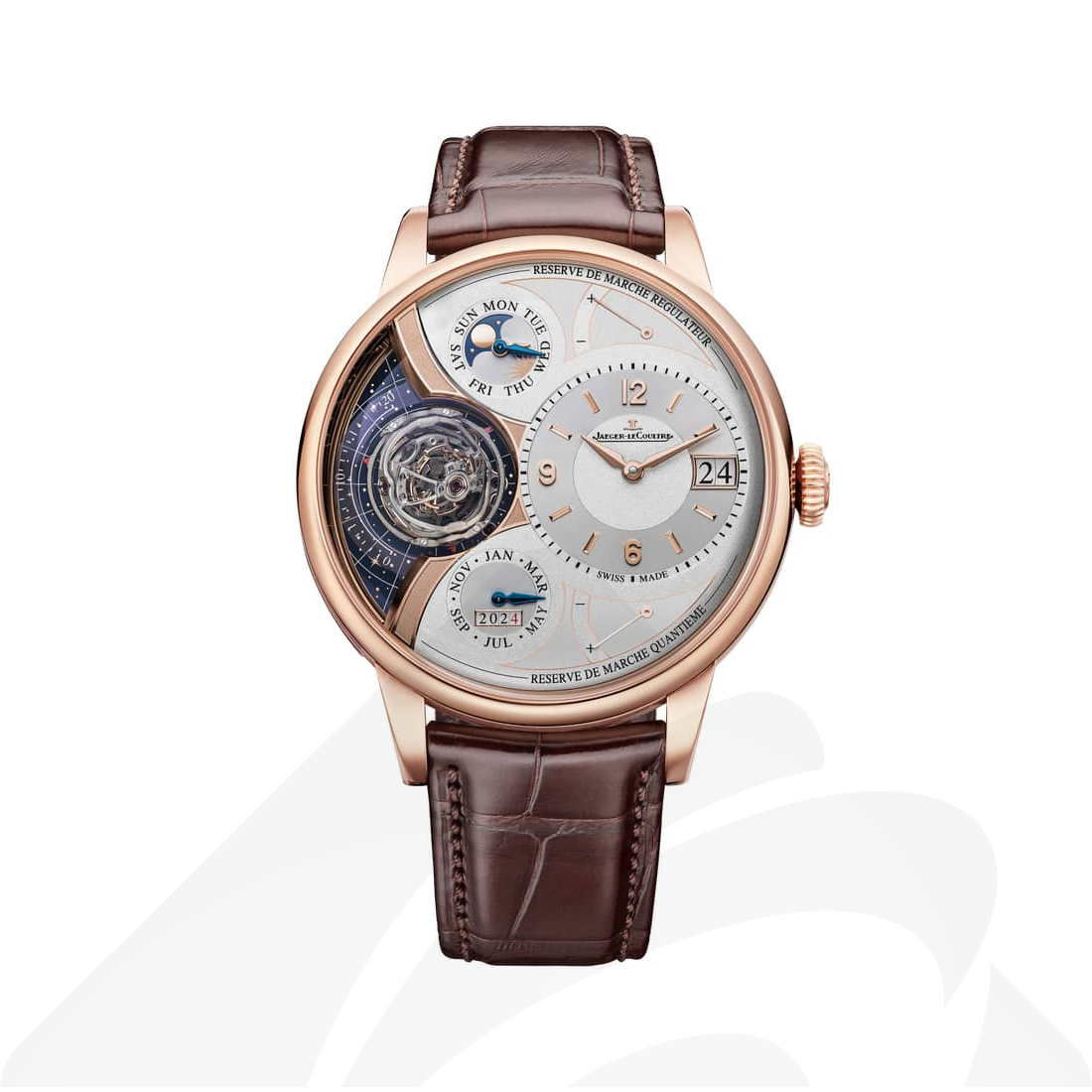 ジャガー・ルクルト デュオメトル ヘリオ トゥールビヨン・パーペチュアル  素材:ピンクゴールド 色:ホワイト