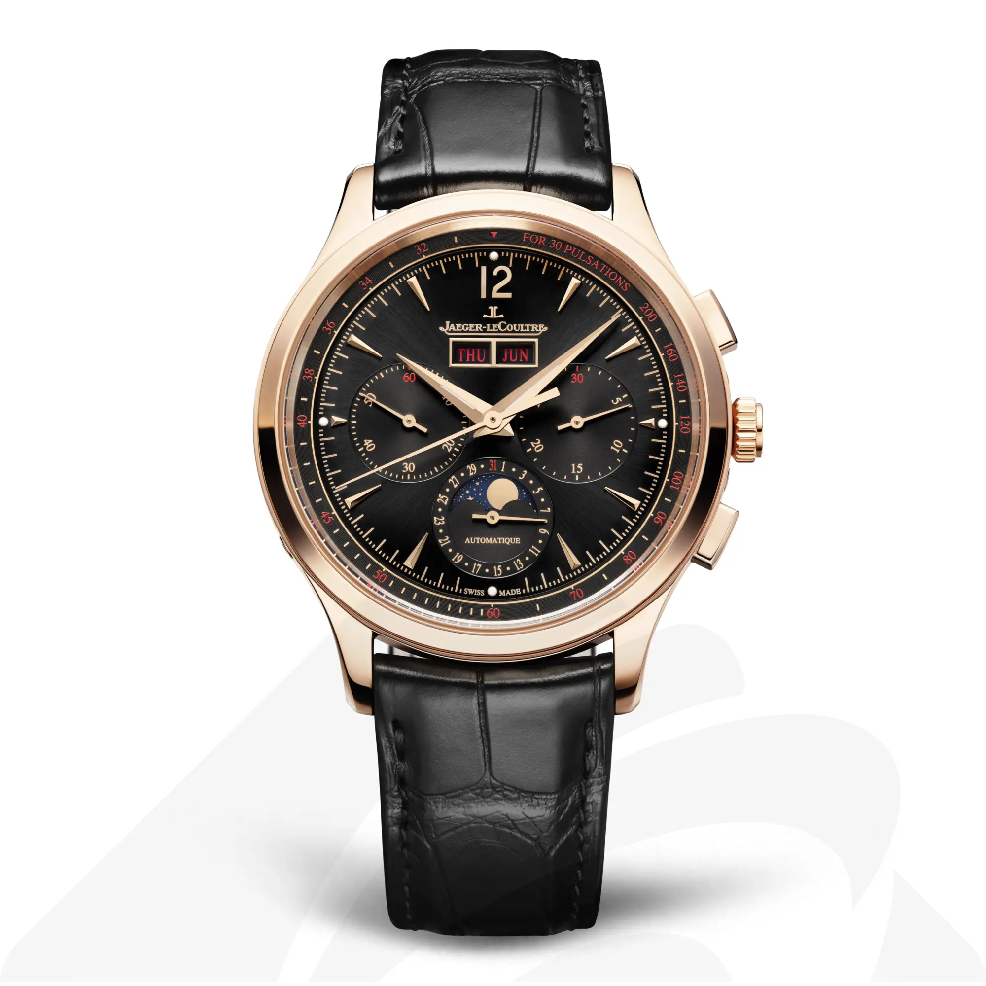ジャガー・ルクルト マスター・コントロール クロノグラフ・カレンダー  素材:ピンクゴールド 色:ブラック