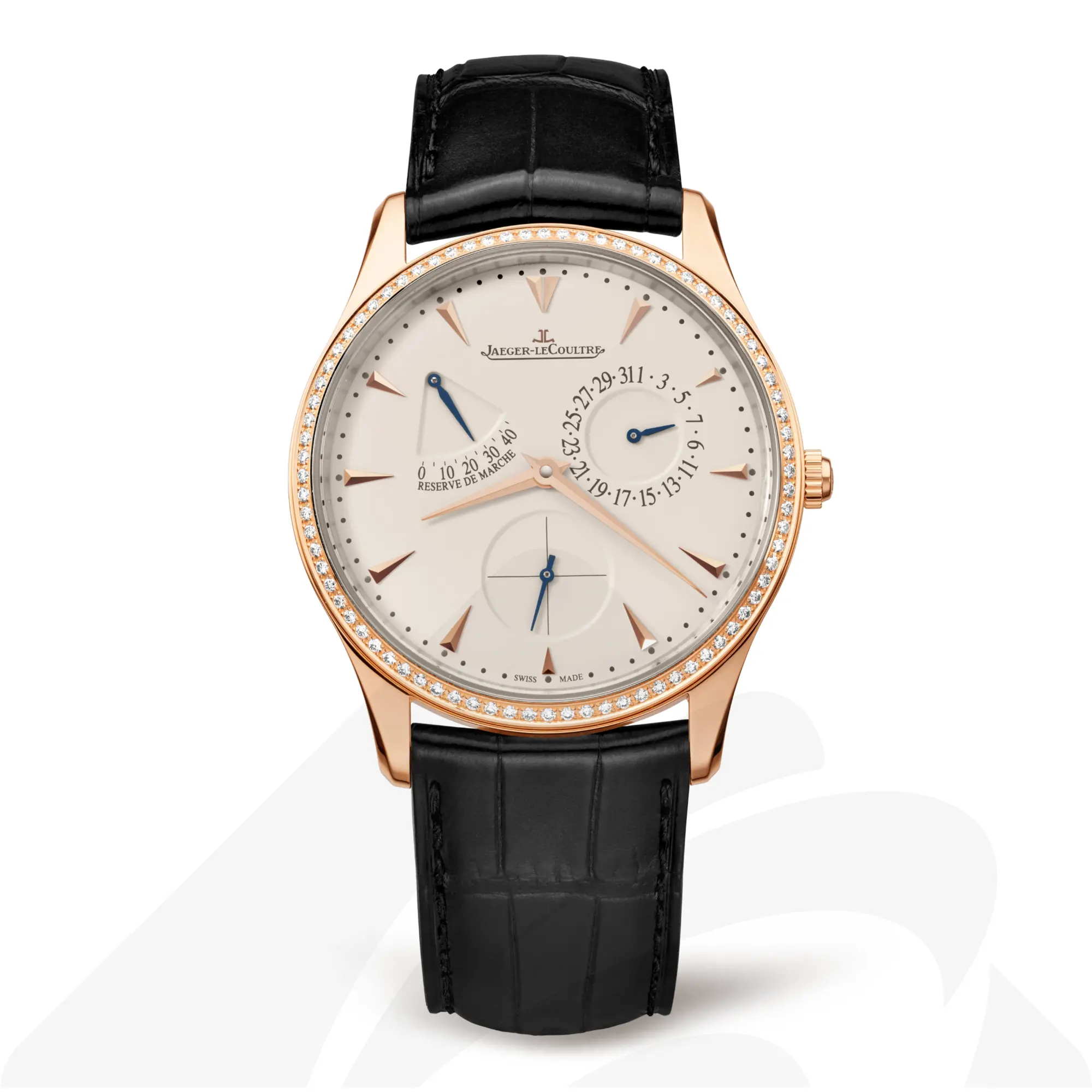 ジャガー・ルクルト マスター・ウルトラスリム パワーリザーブ  素材:ピンクゴールド 色:エッグシェルベージュ