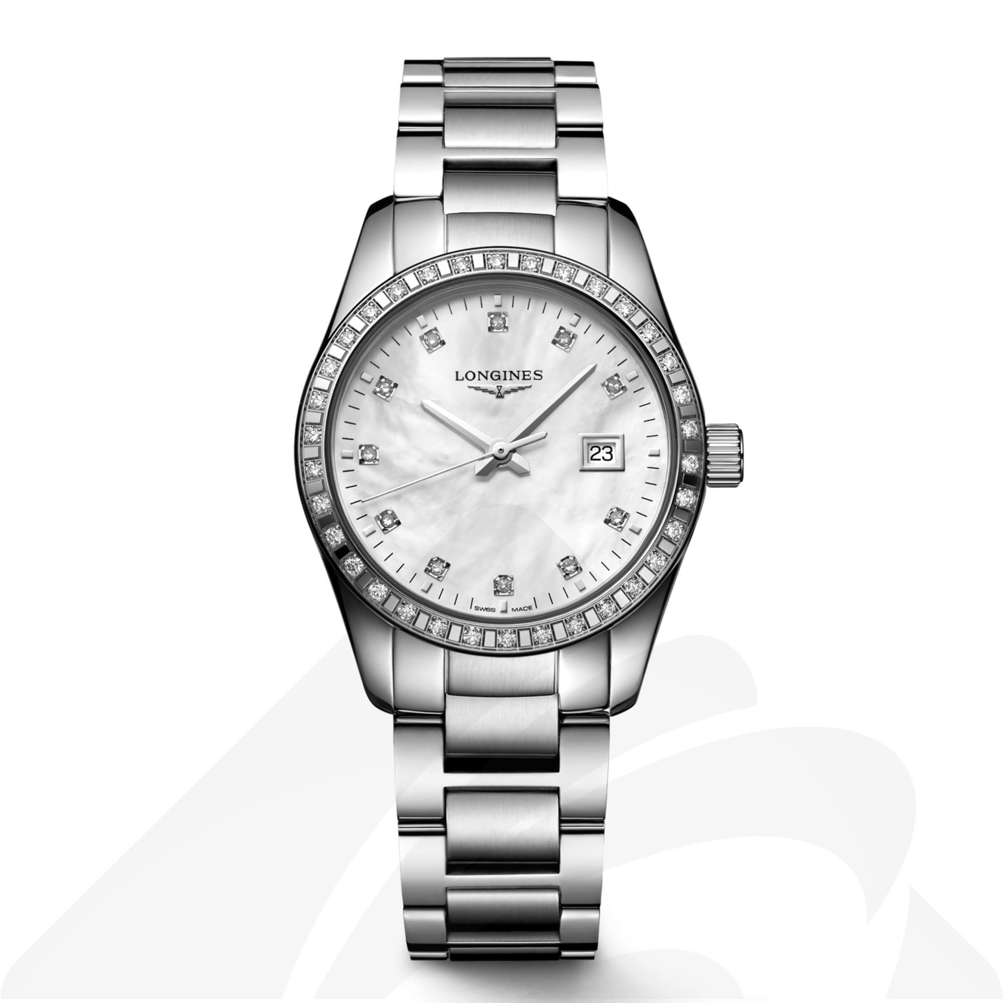 ロンジン コンクエスト クラシック  素材:ステンレススティール 色:ホワイトマザーパール