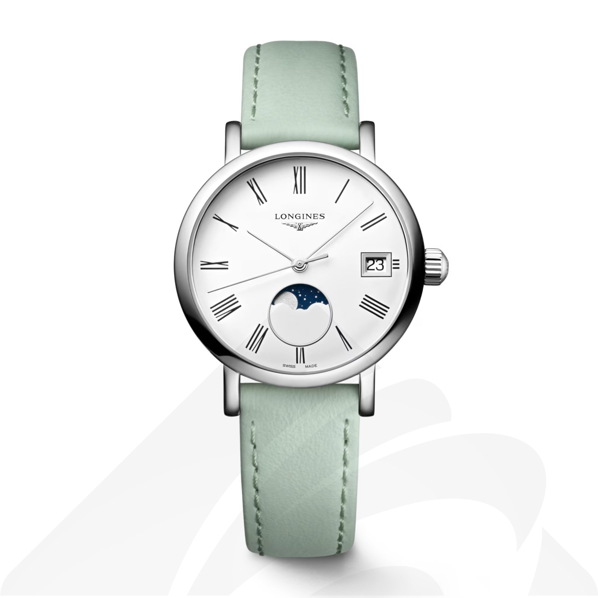 ロンジン LONGINES ELEGANT COLLECTION MOONPHASE  素材:ステンレススティール 色:マットホワイト