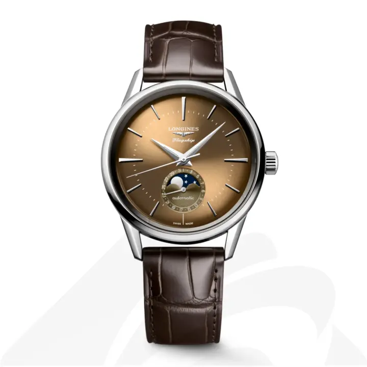 ロンジン FLAGSHIP HERITAGE MOONPHASE  素材:ステンレススティール 色:ベージュサンレイ